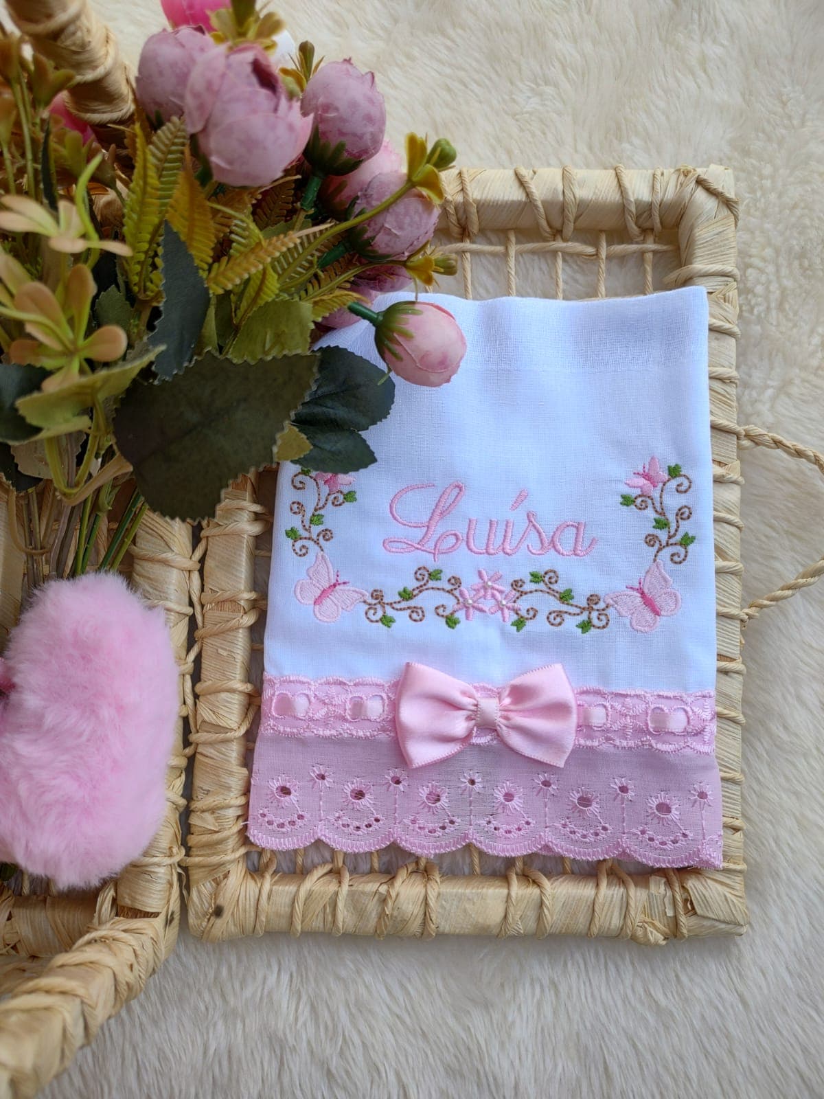Borboletas Rosa · Fralda Média