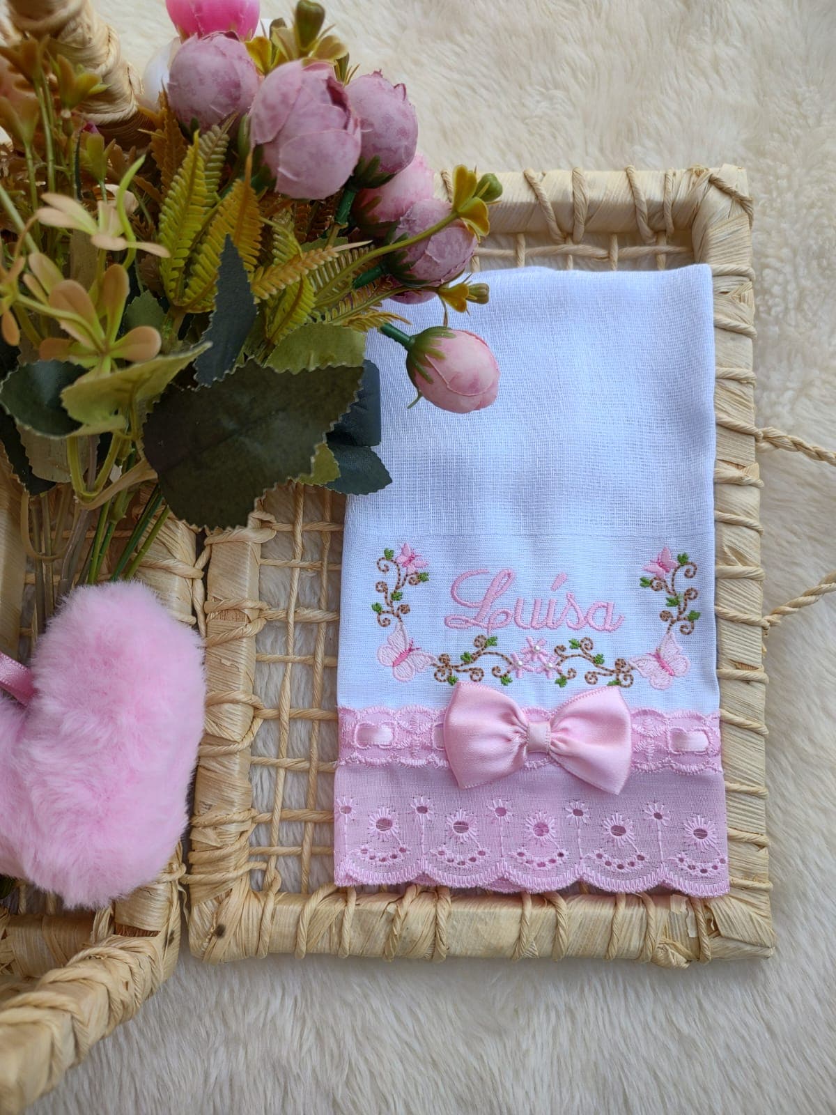 Borboletas Rosa · Fralda de Boca
